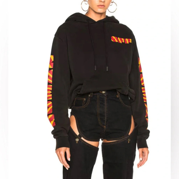 Off White Sweatshirt Women’s Small Virgil Abloh Horse Print Graphic Hoodie - Picture 1 of 12
